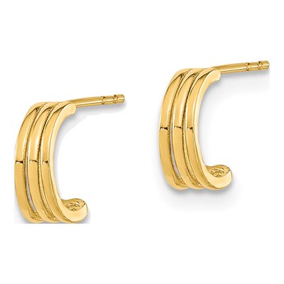 14K Yellow Gold 9mm J- Hoop Earrings – view 2