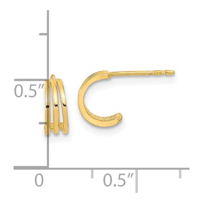 14K Yellow Gold 9mm J- Hoop Earrings – view 4