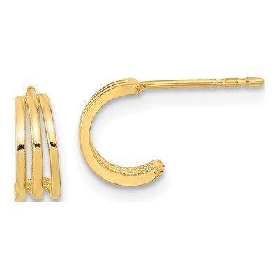 14K Yellow Gold 9mm J- Hoop Earrings