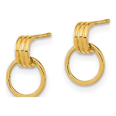 14K Yellow Gold Circle Dangle Earrings – view 2