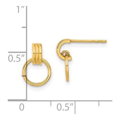 14K Yellow Gold Circle Dangle Earrings – view 4