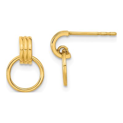 14K Yellow Gold Circle Dangle Earrings