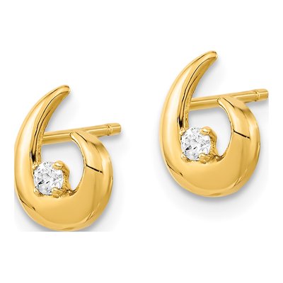 14K Yellow Gold Round CZ Button Stud Earrings – view 2