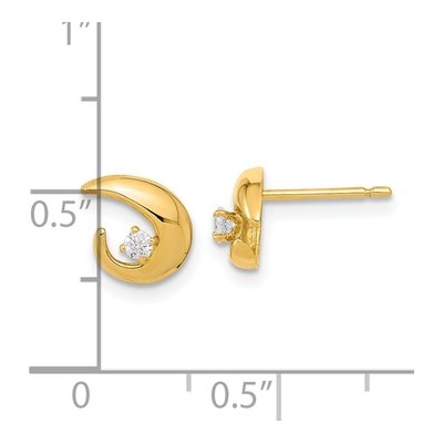 14K Yellow Gold Round CZ Button Stud Earrings – view 4
