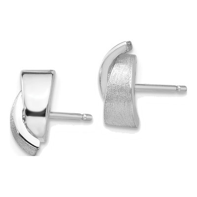 14K White Gold Overlap Button Stud Earrings – view 2
