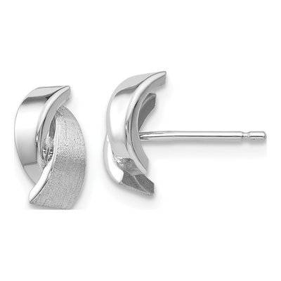 14K White Gold Overlap Button Stud Earrings