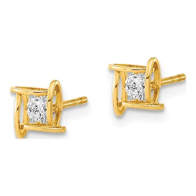 14K Yellow Gold Round CZ Square Stud Earrings – view 2