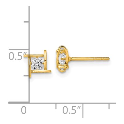 14K Yellow Gold Round CZ Square Stud Earrings – view 4
