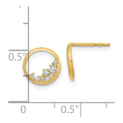 14K Yellow Gold Round CZ Open Circle Stud Earrings – view 4