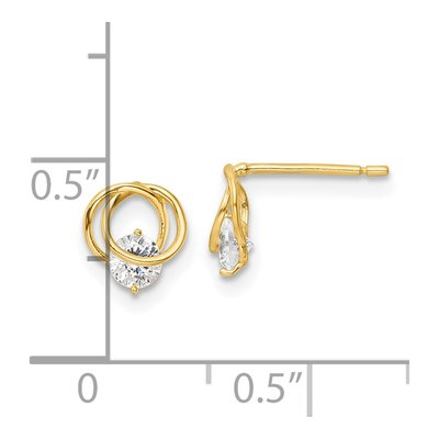 14K Yellow Gold Round CZ Circles Stud Earrings – view 5
