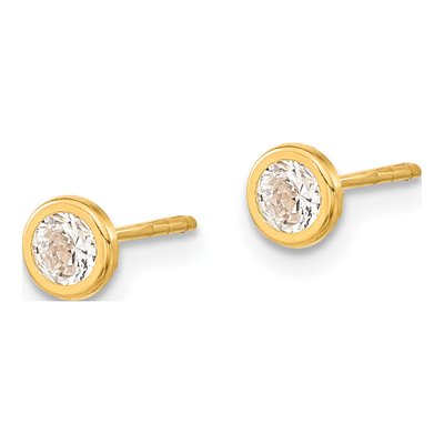 14K Yellow Gold Round CZ Circle Bezel Stud Earrings – view 2