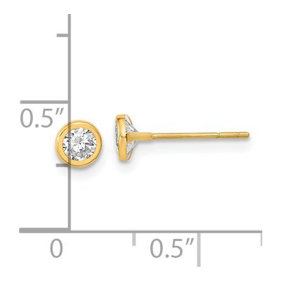 14K Yellow Gold Round CZ Circle Bezel Stud Earrings – view 4