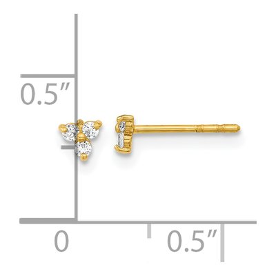 14K Yellow Gold Round CZ Triangle Stud Earrings – view 4