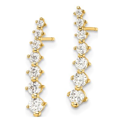 14K Yellow Gold CZ Graduated Dangle Earrings – view 3