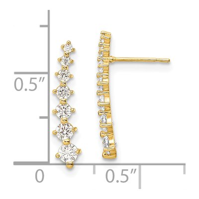 14K Yellow Gold CZ Graduated Dangle Earrings – view 5