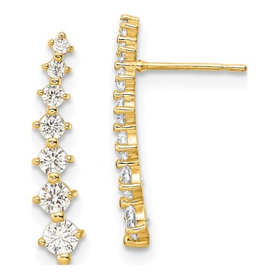 14K Yellow Gold CZ Graduated Dangle Earrings