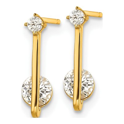 14K Yellow Gold CZ Dangle Earrings – view 3