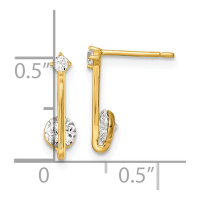 14K Yellow Gold CZ Dangle Earrings – view 5