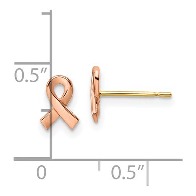 14K Two-Tone Gold Awareness Ribbon Stud Earrings – view 5
