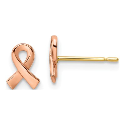 14K Two-Tone Gold Awareness Ribbon Stud Earrings