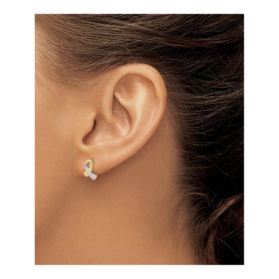 14K Yellow Gold CZ Awareness Ribbon Dangle Earrings – view 3