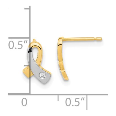 14K Yellow Gold CZ Awareness Ribbon Dangle Earrings – view 4