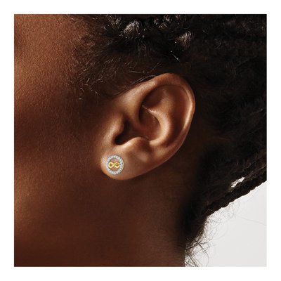 14K Yellow Gold Round CZ Infinity Circle Stud Earrings – view 4