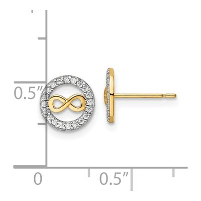 14K Yellow Gold Round CZ Infinity Circle Stud Earrings – view 5