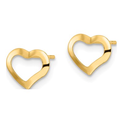 14K Yellow Gold Open Heart Stud Earrings – view 3