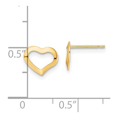 14K Yellow Gold Open Heart Stud Earrings – view 5