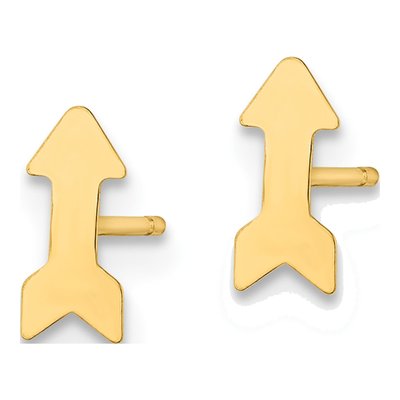 14K Yellow Gold Arrow Stud Earrings – view 3