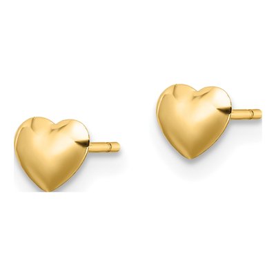 14K Yellow Gold Heart Stud Earrings – view 3
