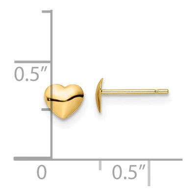 14K Yellow Gold Heart Stud Earrings – view 5