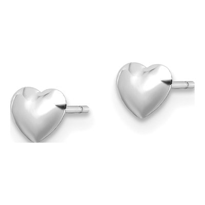 14K White Gold Heart Stud Earrings – view 2