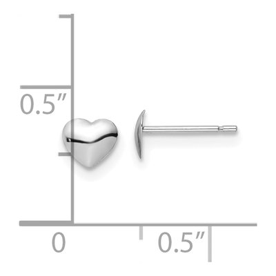 14K White Gold Heart Stud Earrings – view 4