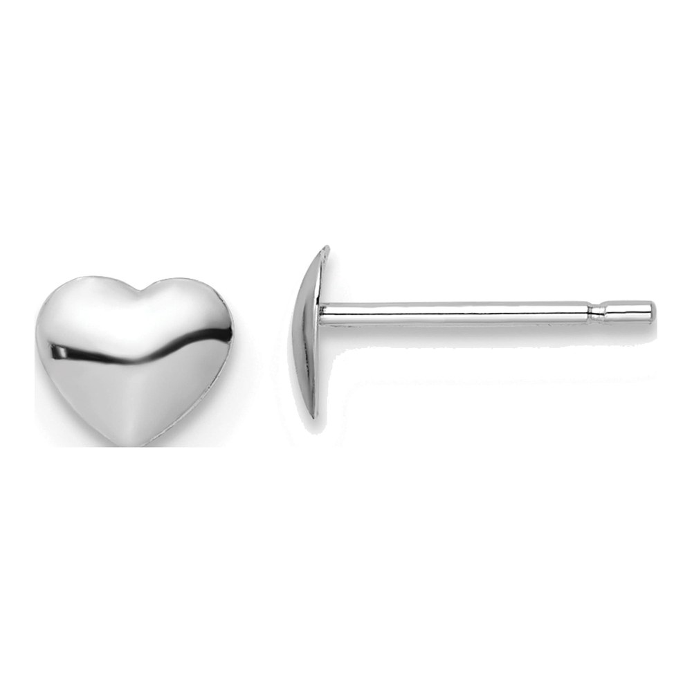 14K White Gold Heart Stud Earrings
