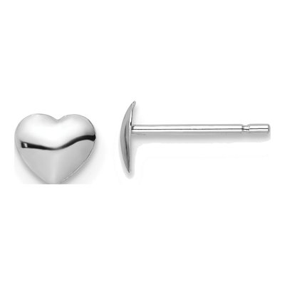 14K White Gold Heart Stud Earrings