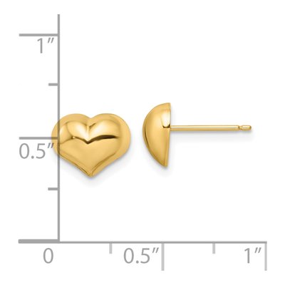 14K Yellow Gold Puffed Heart Stud Earrings – view 4
