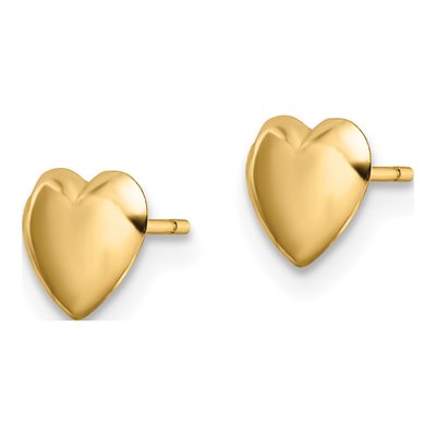 14K Yellow Gold Heart Stud Earrings – view 3