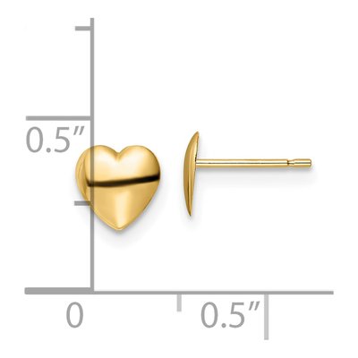 14K Yellow Gold Heart Stud Earrings – view 5