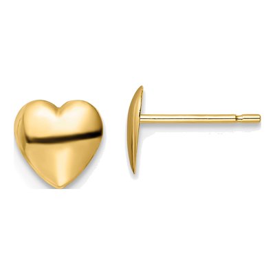 14K Yellow Gold Heart Stud Earrings