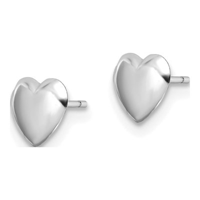 14K White Gold Heart Stud Earrings – view 2