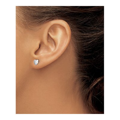 14K White Gold Heart Stud Earrings – view 3