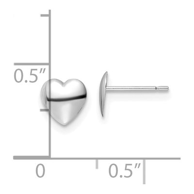 14K White Gold Heart Stud Earrings – view 4