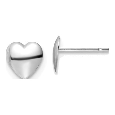 14K White Gold Heart Stud Earrings