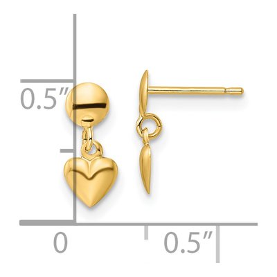 14K Yellow Gold Heart Dangle Earrings – view 5