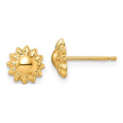 14K Yellow Gold Sun Stud Earrings