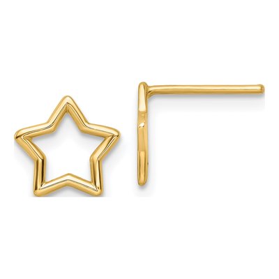 14K Yellow Gold Star Stud Earrings