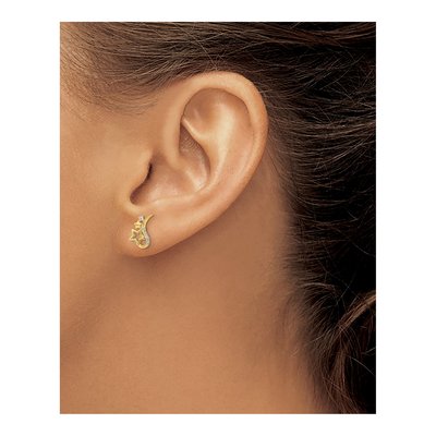 14K Yellow Gold Round CZ Star Stud Earrings – view 4