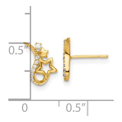 14K Yellow Gold Round CZ Star Stud Earrings – view 5
